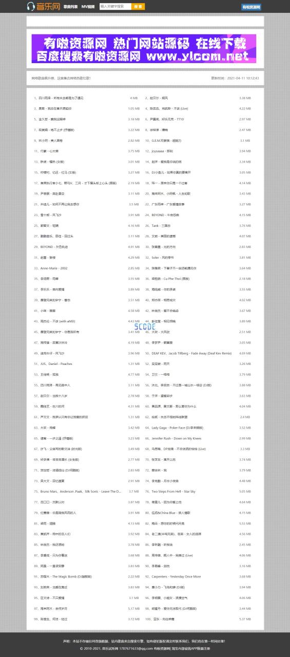 图片[1]-音乐在线播放网页支持MV自动采集音乐网PHP源码资源下载 - 易得函-易得函