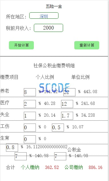 图片[1]-五险一金计算器小程序源码 - 易得函-易得函